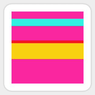 A striking dough of Red (Pigment), Barbie Pink, Metallic Yellow and Fluorescent Blue stripes. Sticker